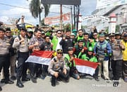 Aksi Solidaritas Driver Ojol di Asahan Berjalan Damai, Polres Asahan Bagikan Bingkisan